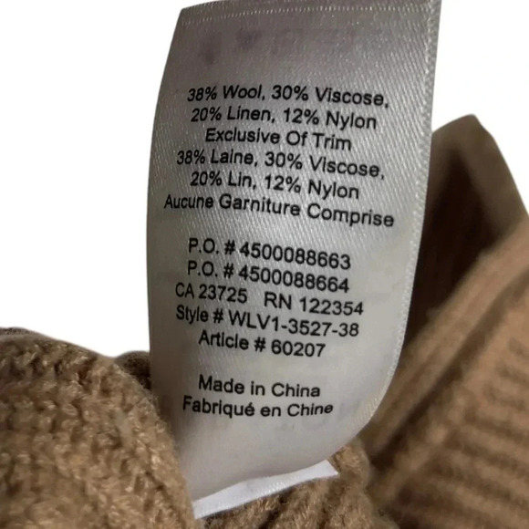 Aritzia Babaton Tan Chalmers Wool Linen Ribbed Long Sleeve Sweater Size XS - Picture 10 of 10